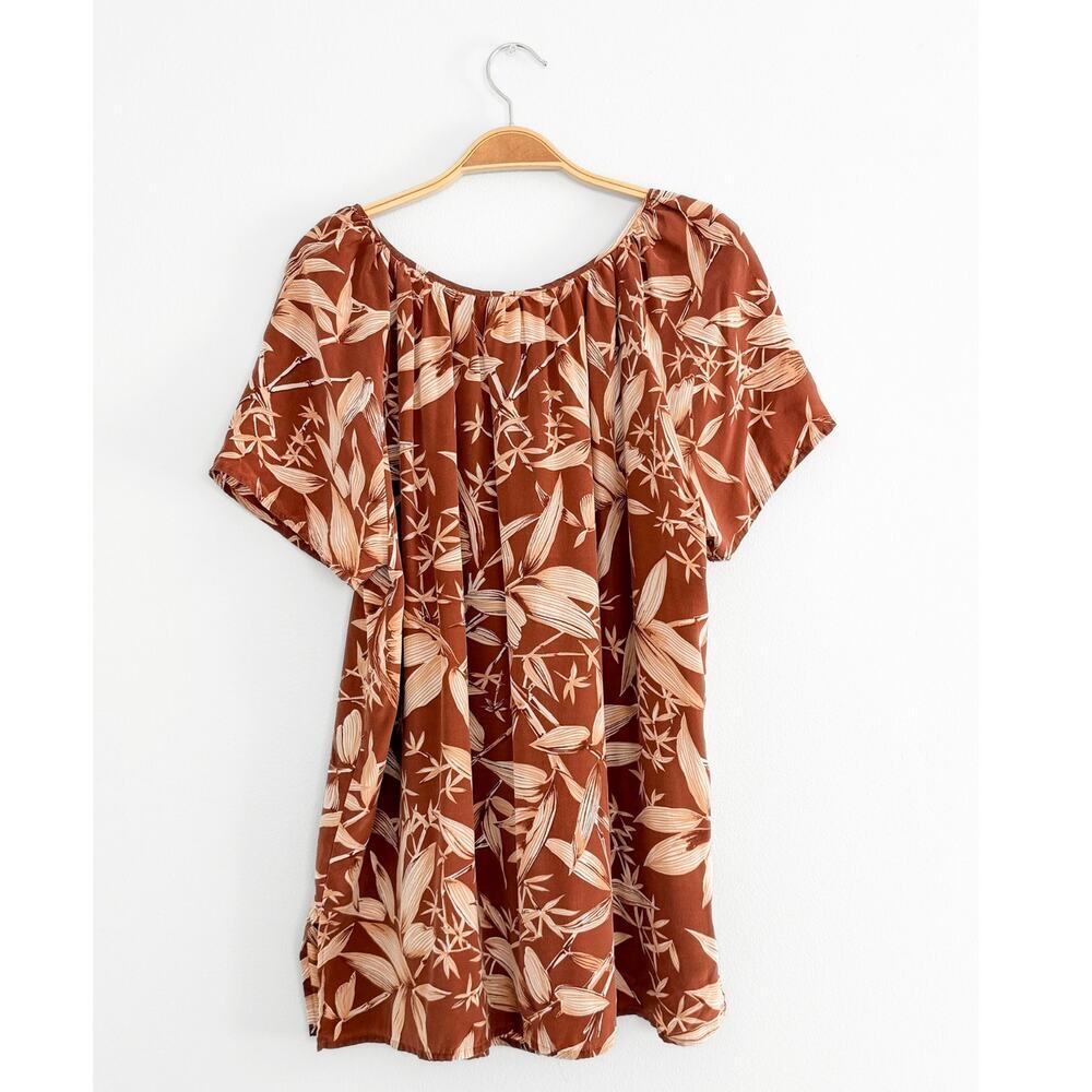 Diane von Furstenberg Silk Assets Brown 100% Silk Print Flutter Sleeve Top (XL) - Picture 2 of 4